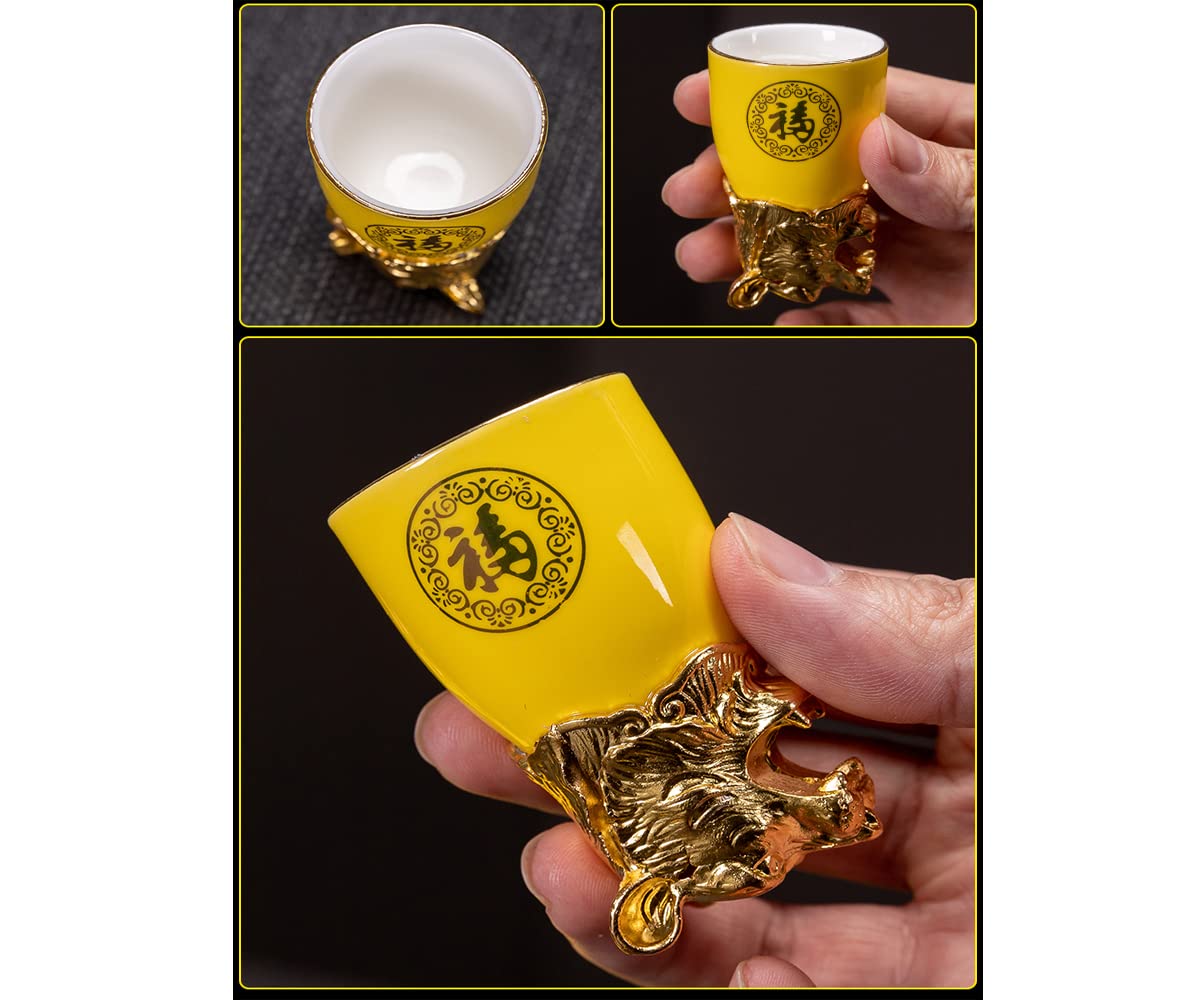 中式復古十二支白酒酒器セット陶磁器徳利分酒器酒杯 Amazon.co.jp: 十二干支陶磁白酒杯分酒器セット家庭用盃