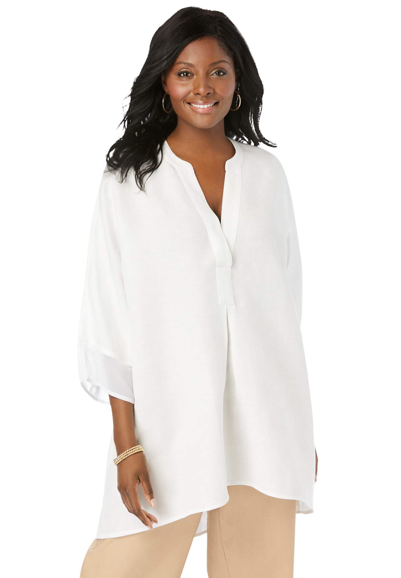 Jessica LondonWomen's Plus Size Hi-Low Linen Tunic