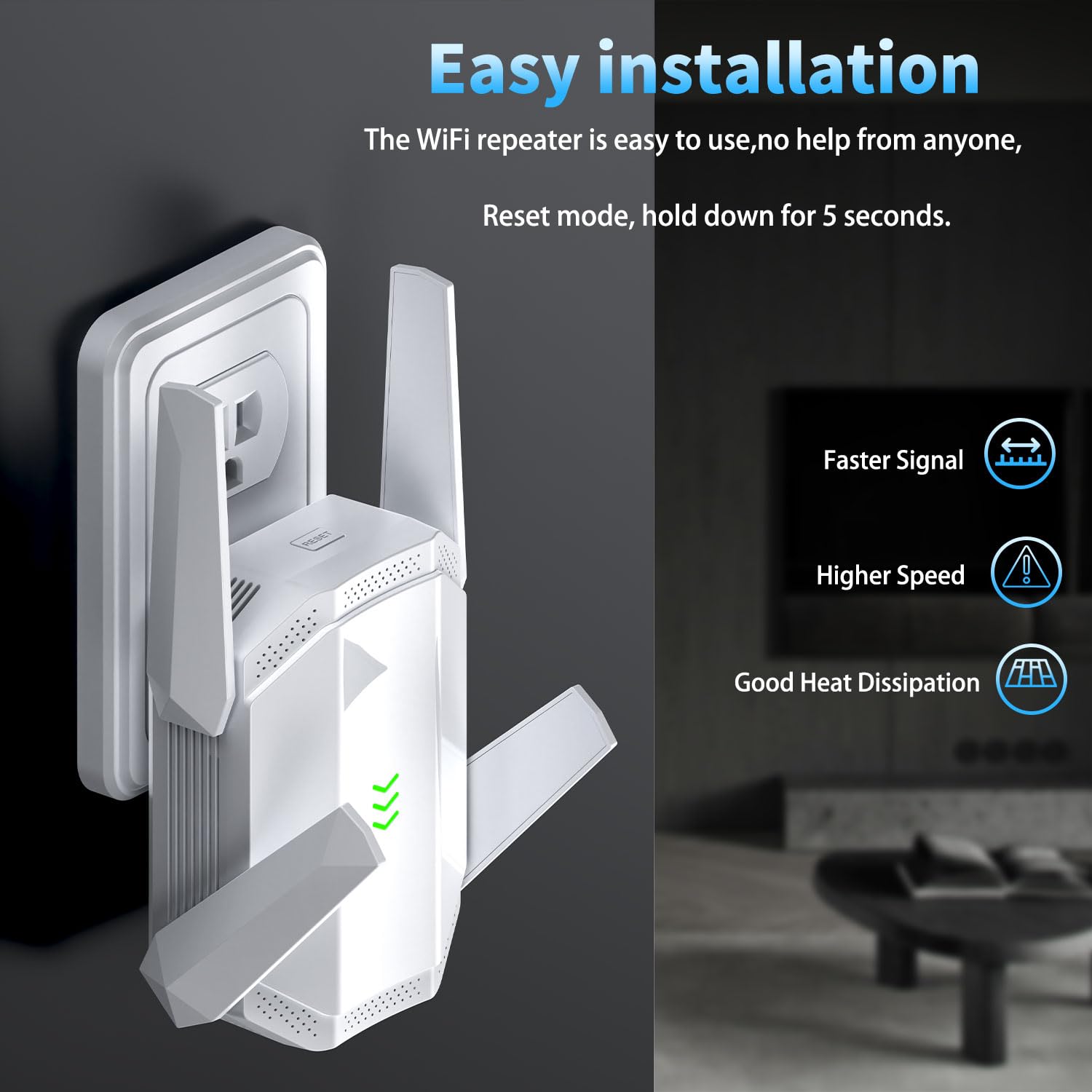 Amplificatore di segnale WiFi per casa, a lungo raggio, copre fino a 20000 metri quadrati, amplificatore WiFi Dual Band, funziona con tutti i router, con porta Ethernet, bandisci le zone morte WiFi