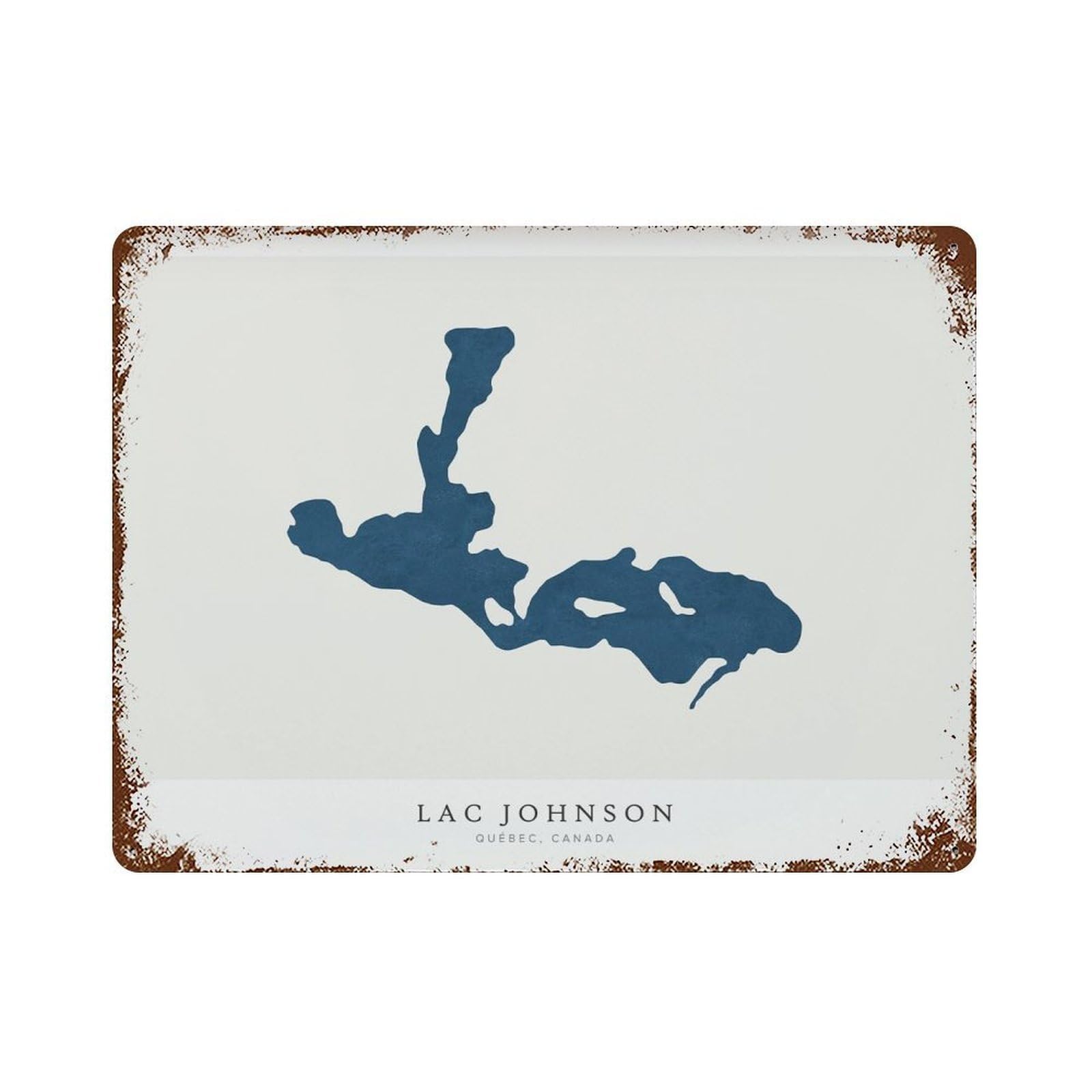 xiaoxiaoshen Lac Johnson Map Quebec Canada Minimalist Lake (2) Wall Decor Art Metal Tin Poster Modern Home Decor Art Home Bar Shop Decorations Vintage Sign 30x40cm
