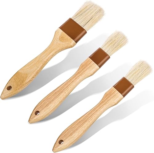 3 cepillos para untar pastelería, cepillo de aceite para cocinar cepillos de cerdas de jabalí, cepillo de parrilla, cepillos de cocina para aceite,