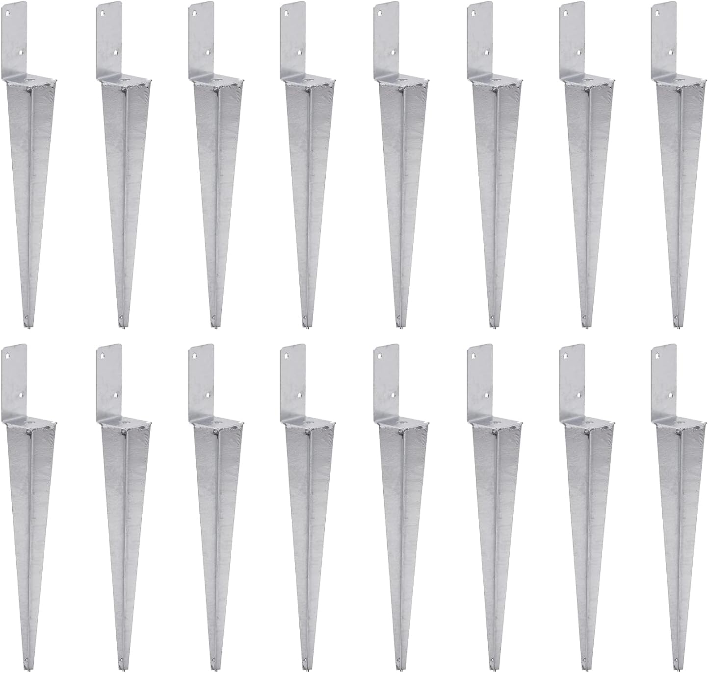 16x Support de poteau universel à encastrer L, Support de poteau en acier galvanisé à chaud Manchon de sol articulé pour poteaux Ancrage de poteau en acier Argenté (16, 70x600)