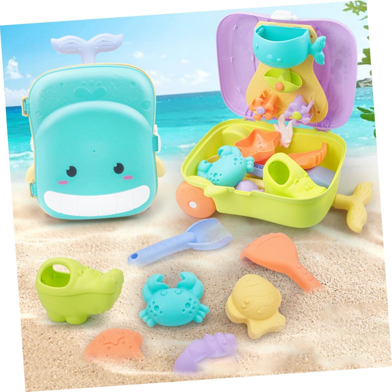 Kisangel Beach and Sand Beach Set for Portable Purple Sand Shovel and Scoop with Carrying Case for Bath Time