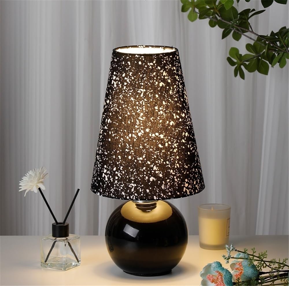 Lampka biurkowa Lampa stołowa retro do sypialni, ceramiczna, nocna, z tkaniny, lampka Lampka nocna