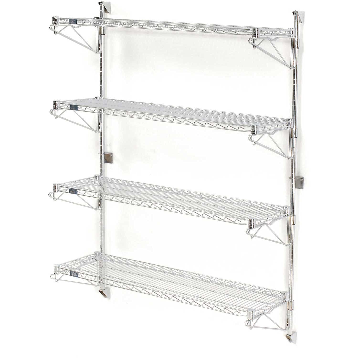 Nexel Wall Mount Wire 4-Shelf Starter Unit, 72" W x 14" D x 63" H