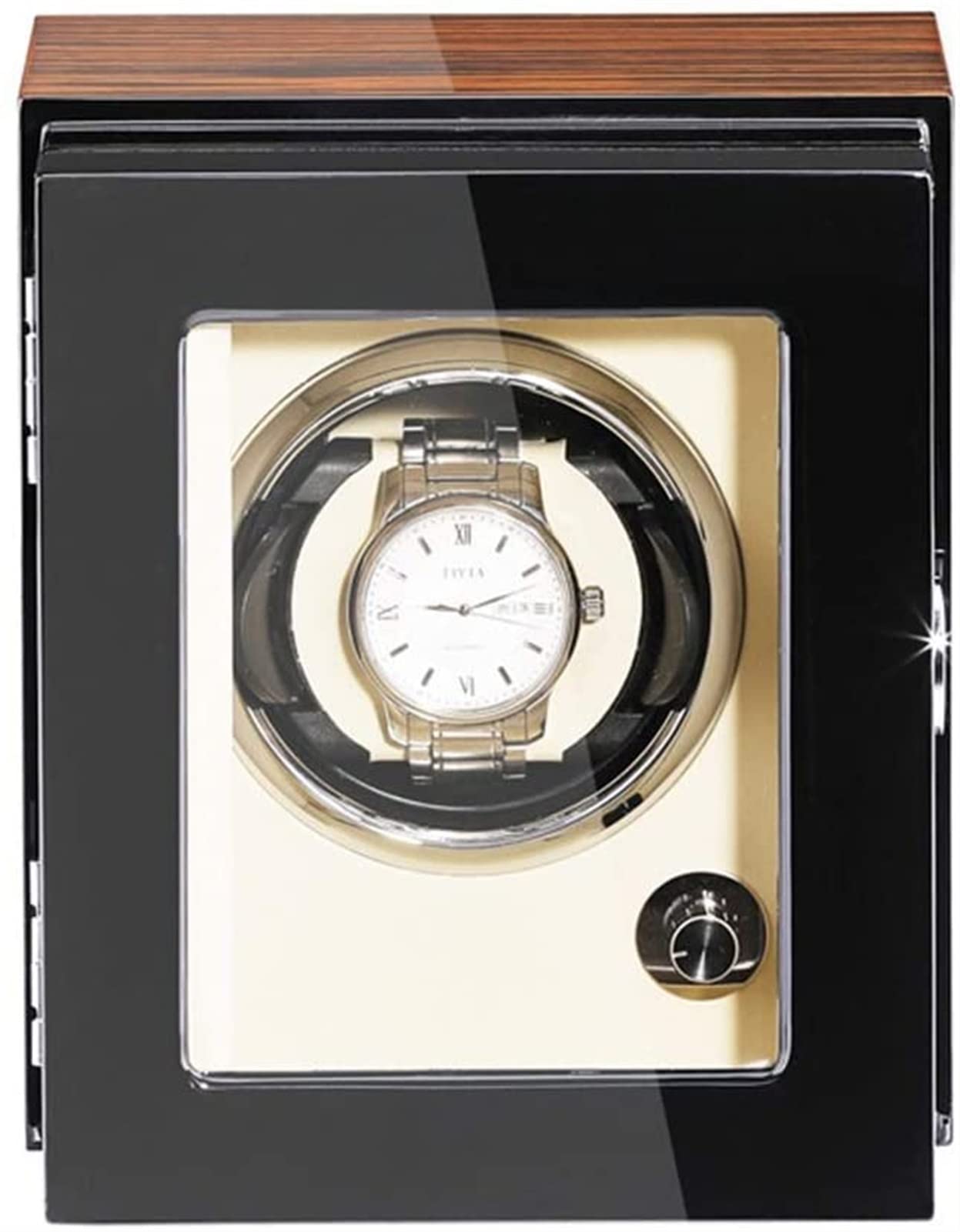 CGCSYZ Automatic Watch Winder Extremely Silent Motor Adjustable Watch Pillows Wood Shell Piano Paint Exterior 4 Rotation Mode Accessories (White)