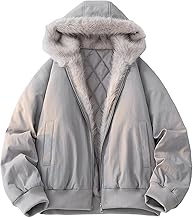 Mens Winter Coats Warm Parka Jacket with Fur Hood, Outdoor Hooded Windproof Outerwear for Cold Weather