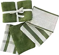 Jogo 4 Panos de Prato Pano de Copa Algodão 60x40cm Verde Estampado