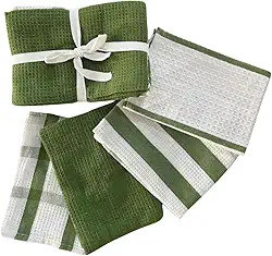 Jogo 4 Panos de Prato Pano de Copa Algodão 60x40cm Verde Estampado