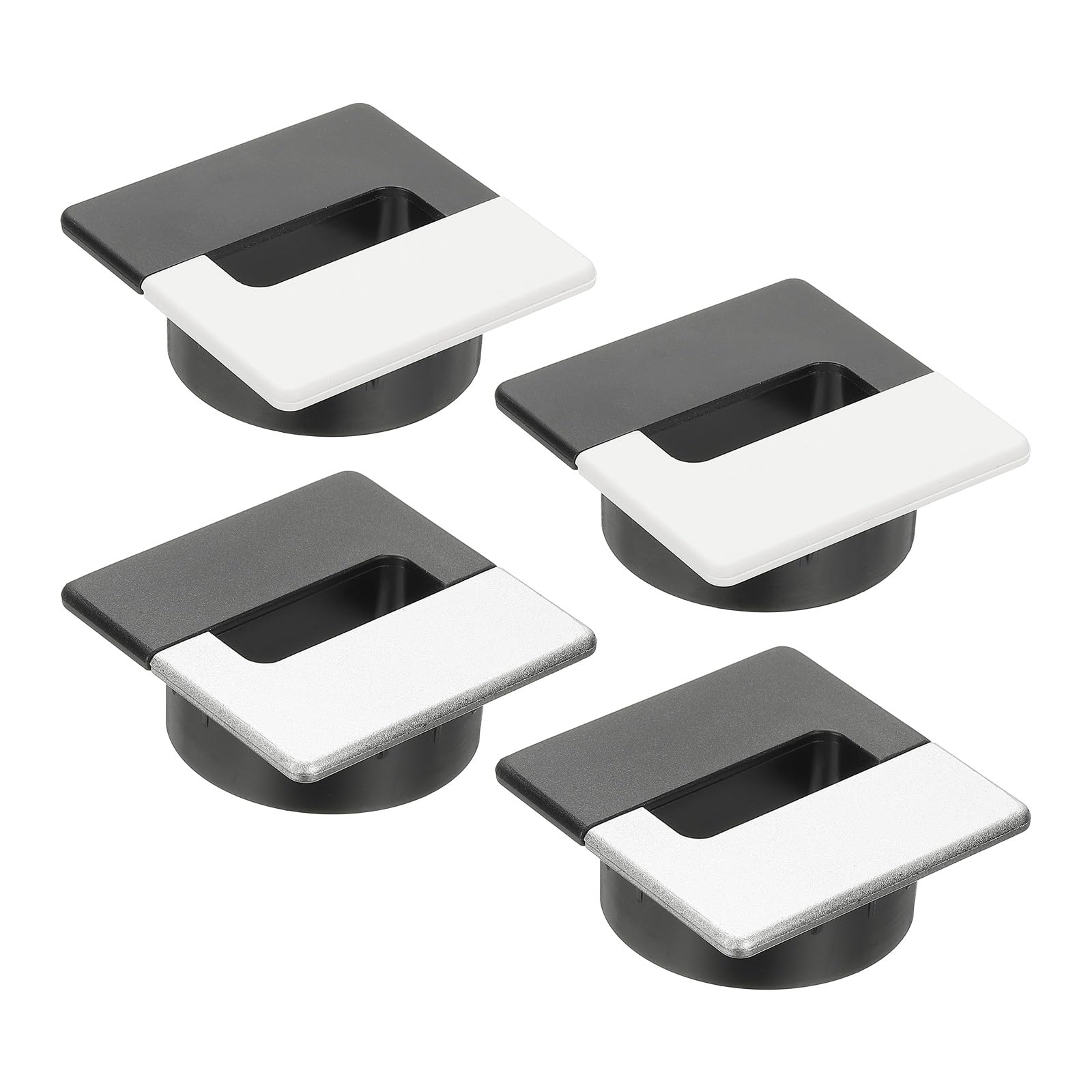 PATIKIL 2.4 Inch Desk Grommet, 4Pcs Cable Grommet Wire Management Cable Hole Cover Cord Organizer for Office Home Table Countertop, Black/White, Black