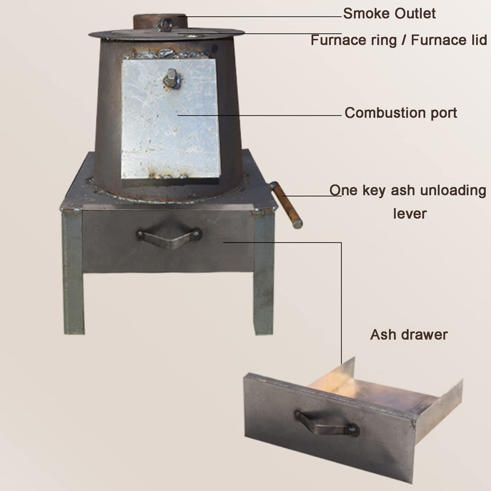 Stufa a Legna, Fuoco di Carbone in ghisa Pura, Stufa a Legna, Stufa in ghisa per Cucinare Senza Fumo, Stufa da Campeggio Multiuso per Tenda, Interno, Villa, rifugio, Riscaldamento, A
