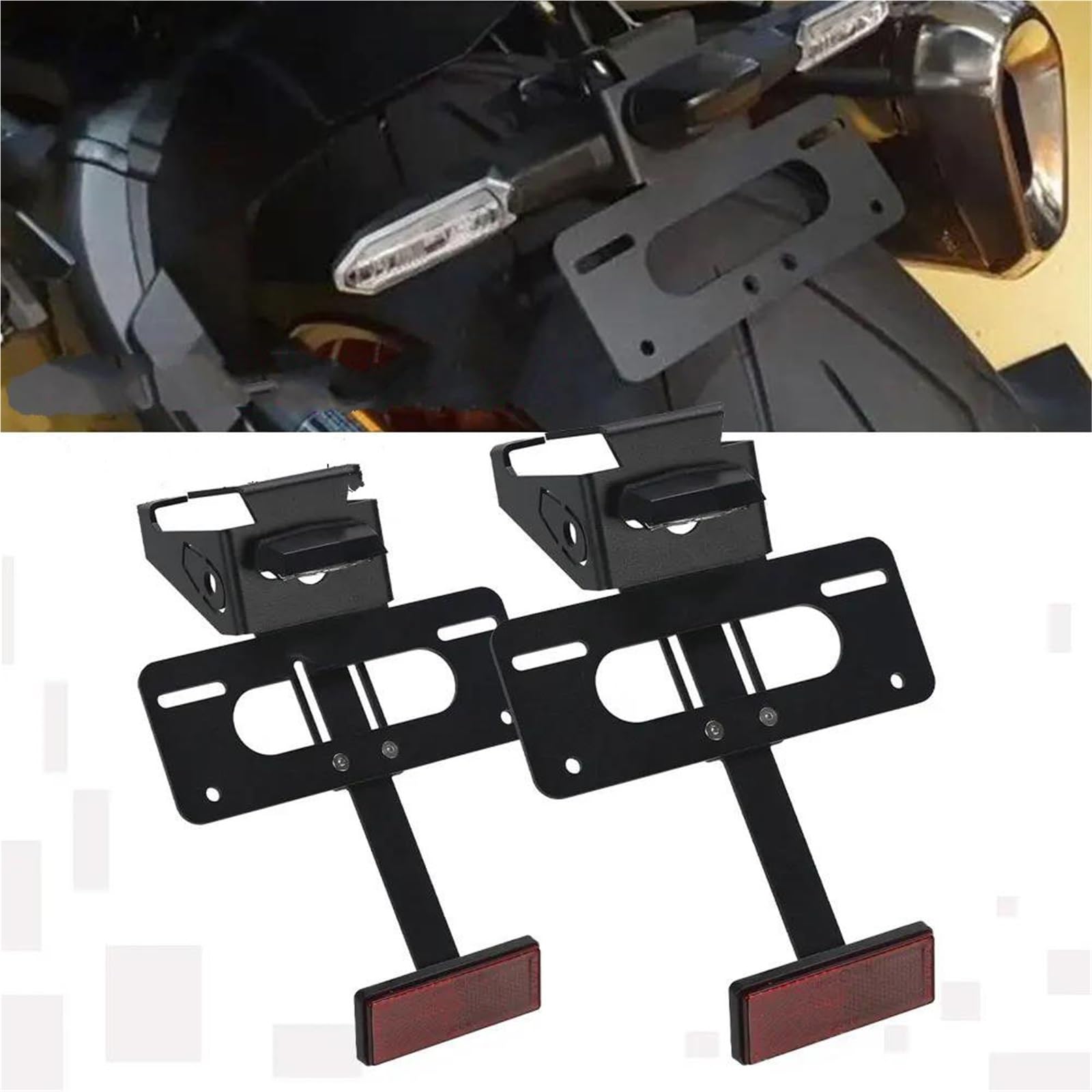 Portatarga Moto Per Kawasaki Z900 Moto Coda Posteriore Ordinata Portatarga Parafango Luce A LED(Black LED lights)