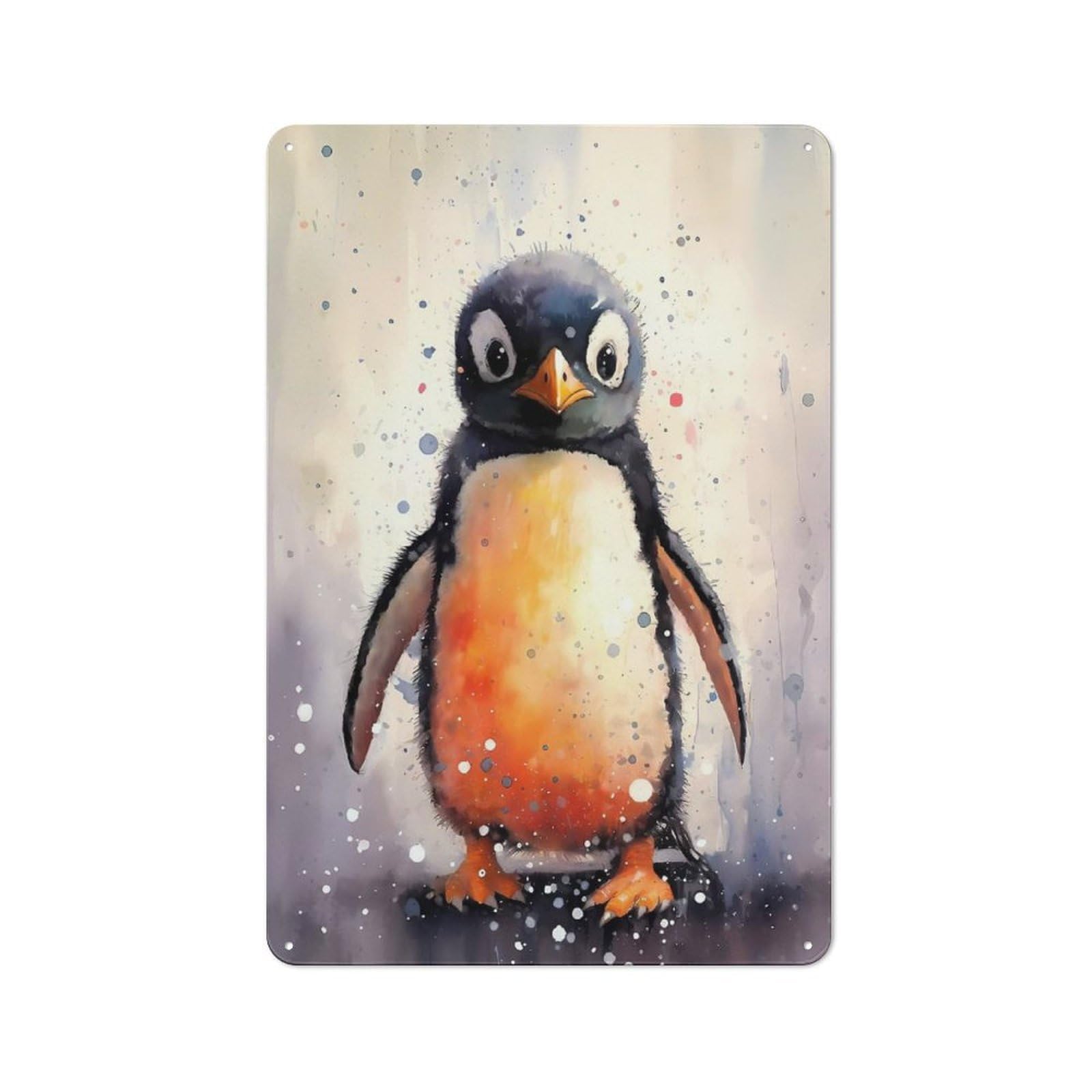 Junmoney Style-15 Penguin Watercolor Rustic Metal Wall Sign 30X20cm For Living Room Wall, For Kitchen, Dining Room And Home Bar Wall Decor