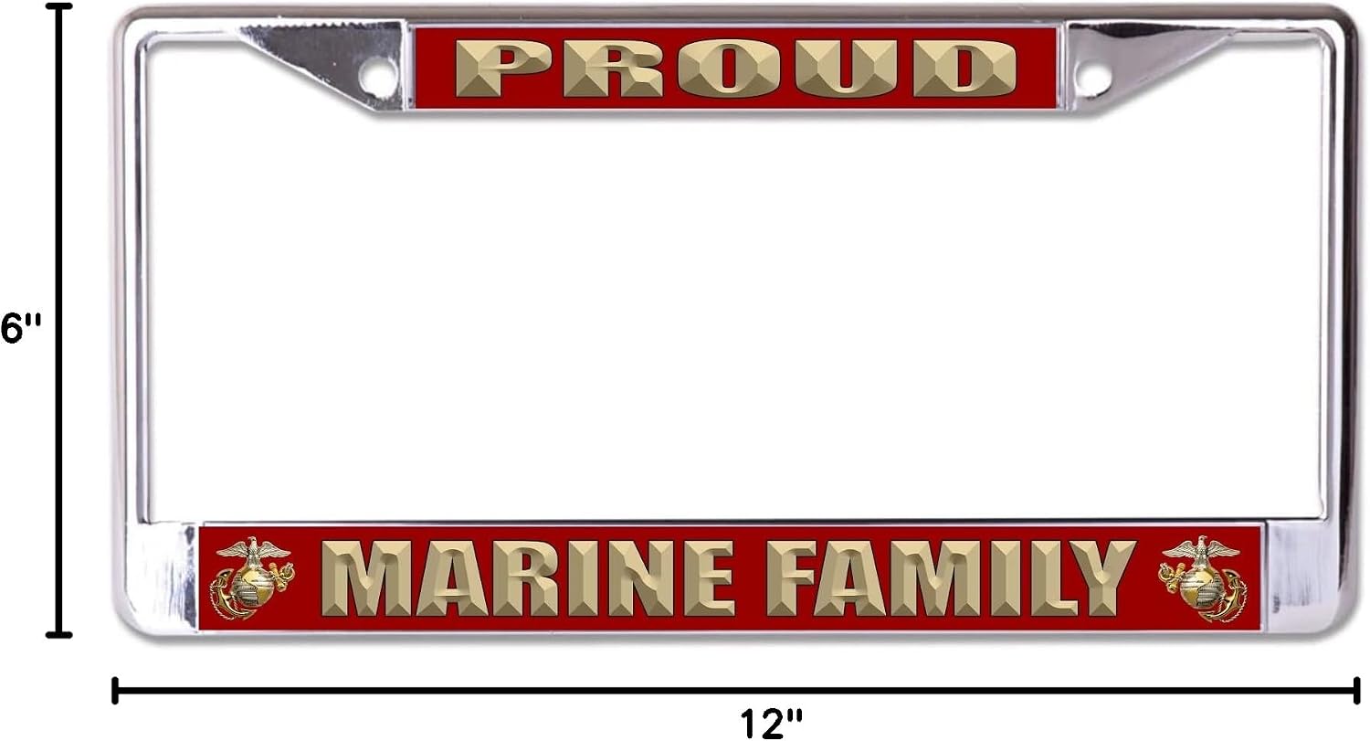 Proud Marine Family #1 Chrome License Plate Frame