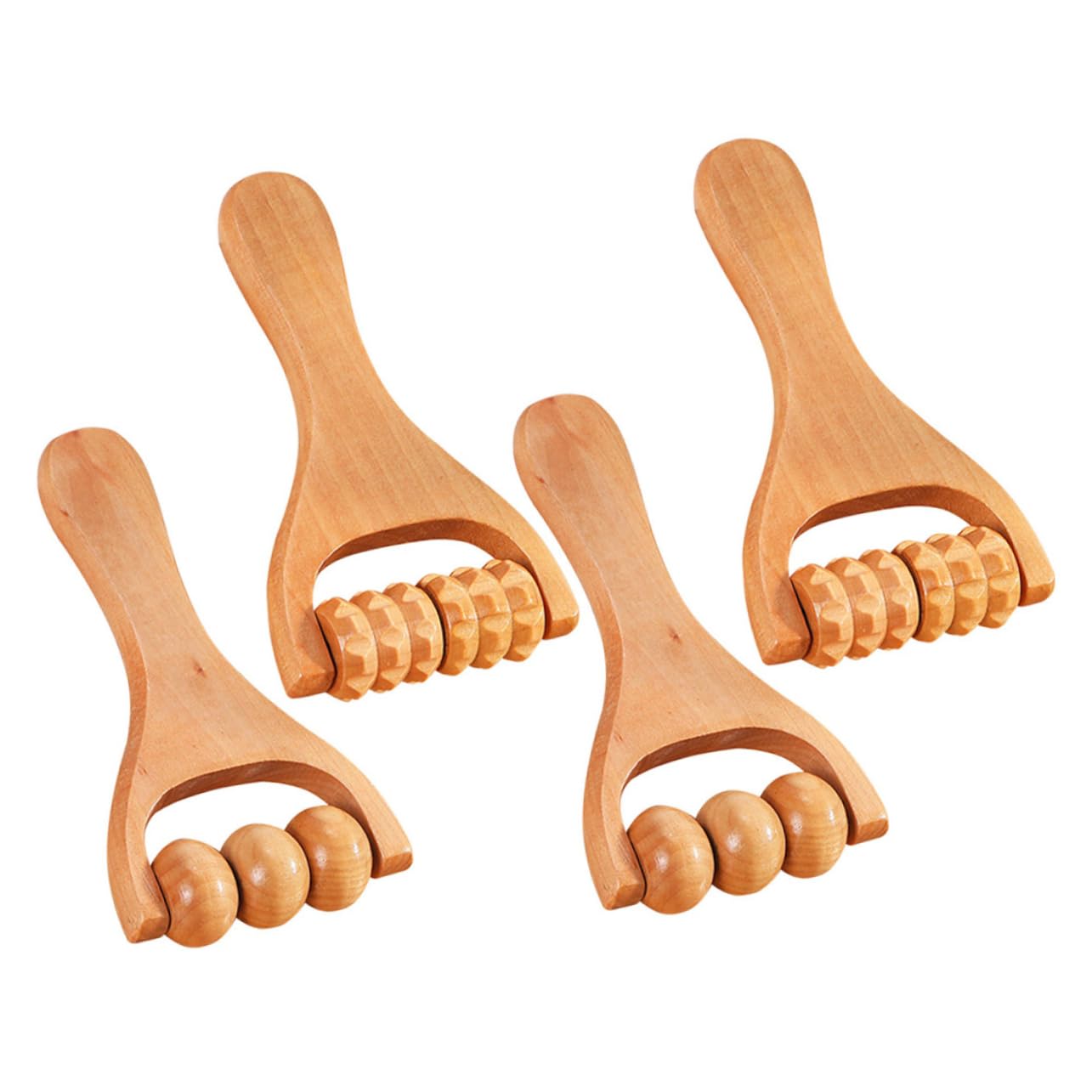 BCOATH Hip Massager Tool 4pcs Foot Wood Roller Hand Massage and Leg Massager for Soreness Relief
