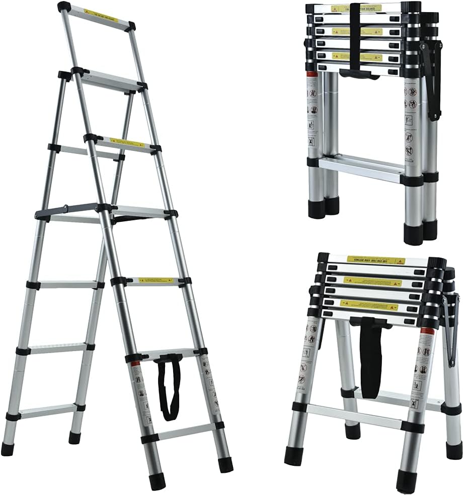 Lightweight Step Ladders 7 Steps Aluminium Foldable Stepladder Non Slip