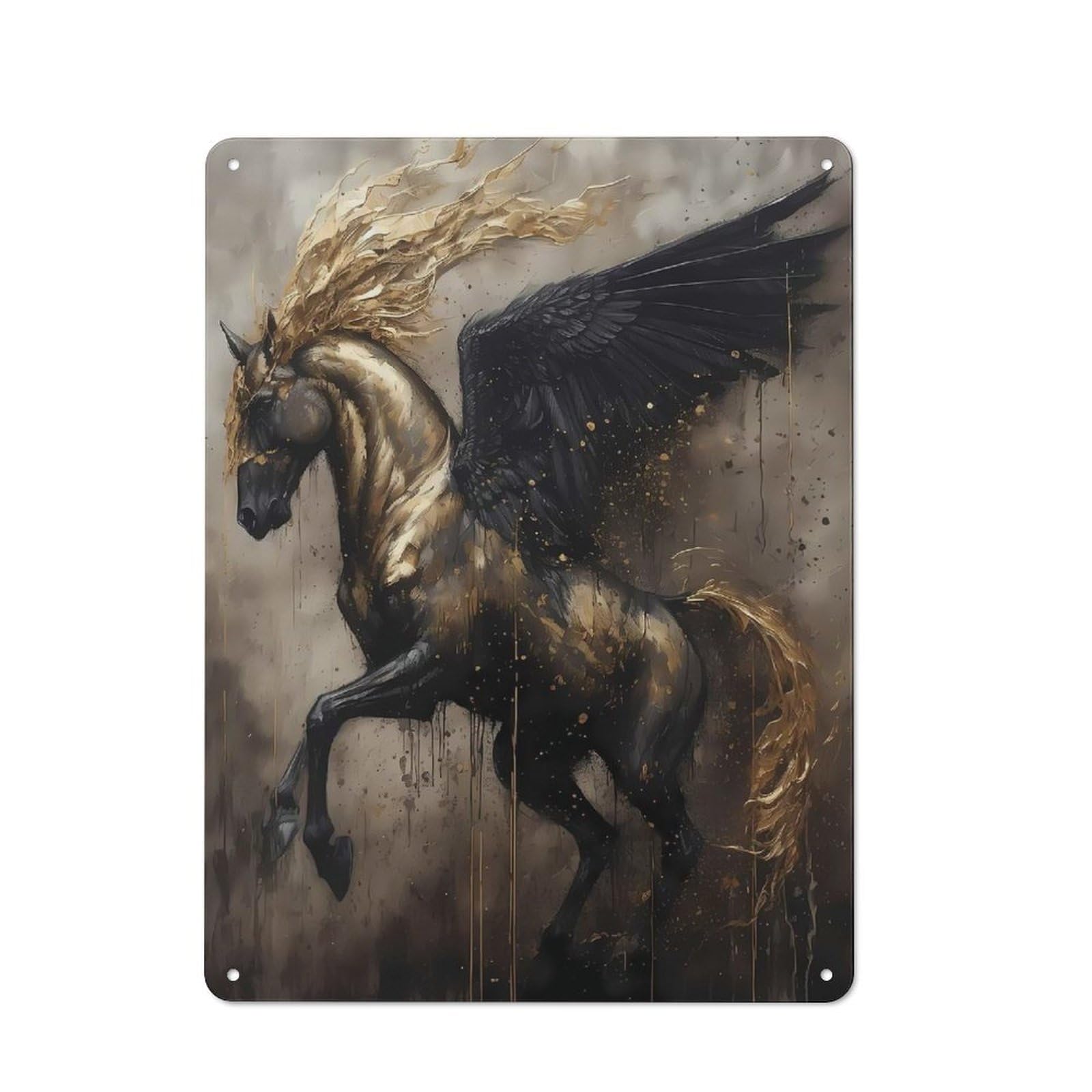 Junmoney Pegasus Mythological Workshop Style Tin Sign 40X30cm, Industrial Wall Art For Garage, Hobby Room, Office Or Man Cave
