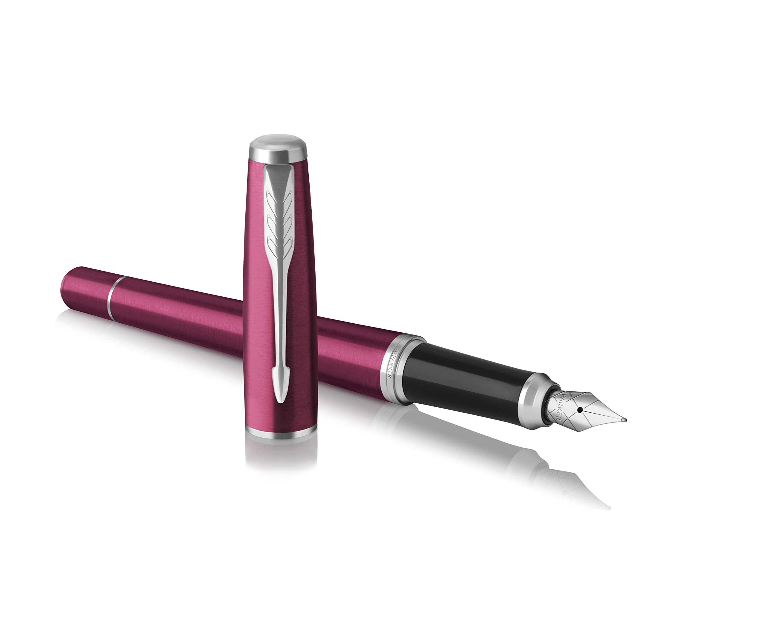 PARKERUrban Premium Fountain Pen | Vibrant Magenta with Chrome Trim | Fine Nib | Black Ink | Gift Boxed