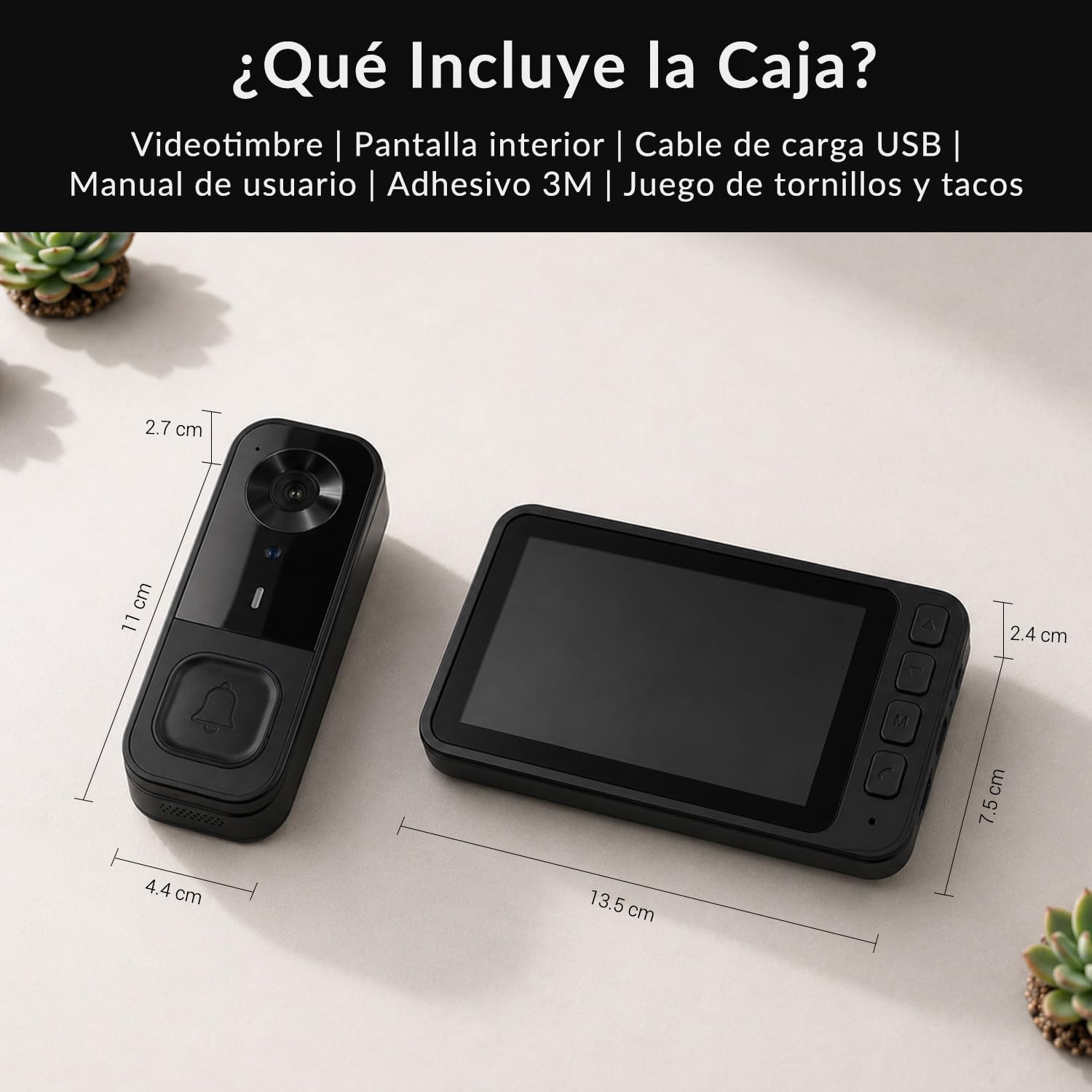 Zeerkeer Timbre Inalámbrico con Cámara Exterior Impermeable Sin Wi-Fi | Batería Recargable de 1000 mAh, Visión Nocturna IR, Audio Bidireccional, Resistente a la Lluvia, Videoportero Inalámbrico