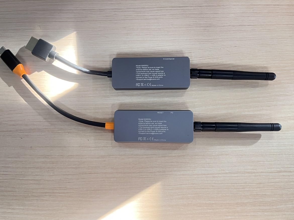 Bezprzewodowy nadajnik i odbiornik KVM USB-C na HDMI 200 m, 1080P przy 60 Hz, bezprzewodowy przedłużacz USB KVM dalekiego zasięgu, obsługa ekranu i rozszerzenie sygnału klawiatury/myszy, szybkie