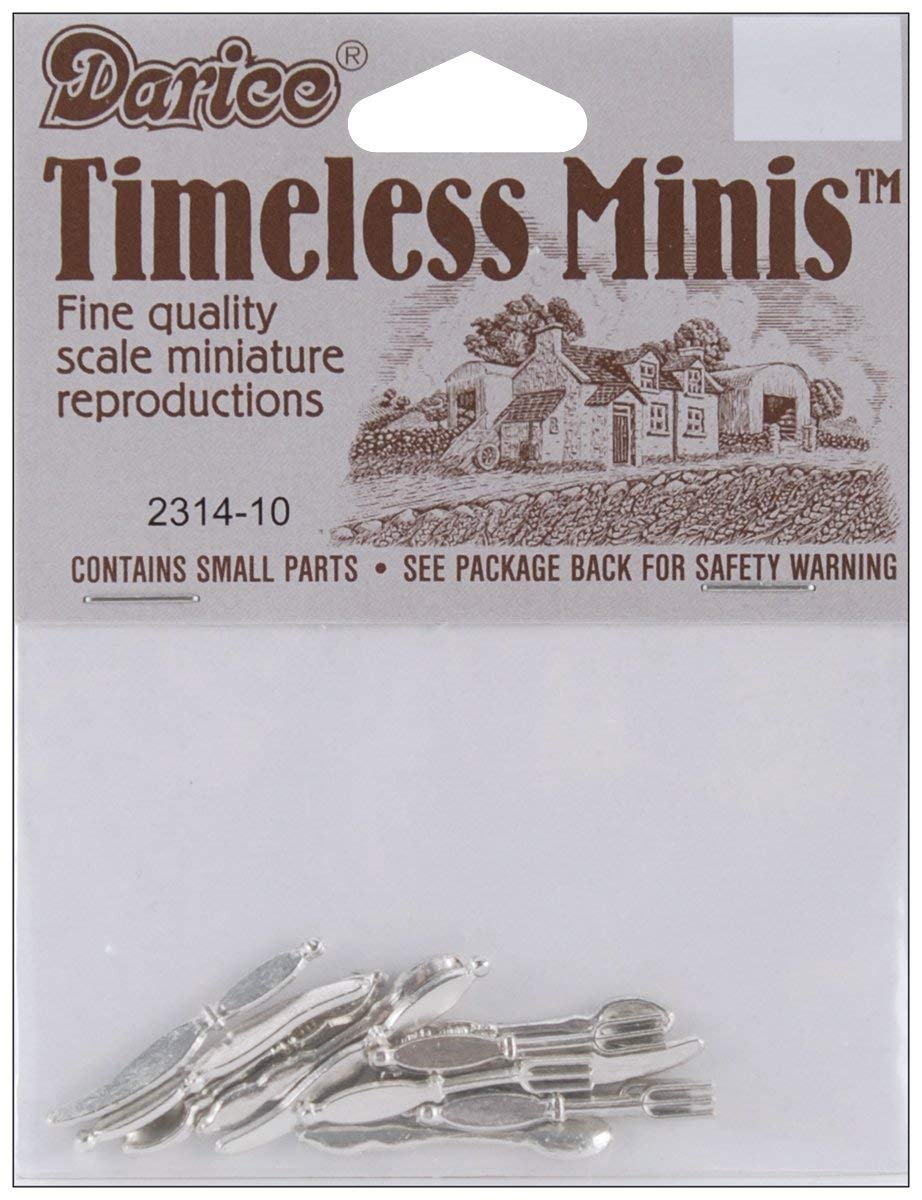Timeless Minies 12 Pcs Miniatures Metal Silverware Set, 1 Inch