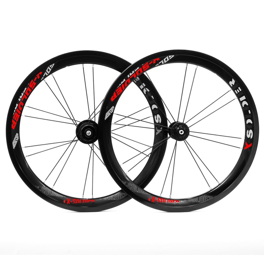 349 Juegos de Ruedas de Bici Plegables Freno en V 8-11 Velocidad Cassette | 74/130mm BMX Ruedas delanteras traseras de liberación rápida, llantas de aluminio, rodamiento sellado