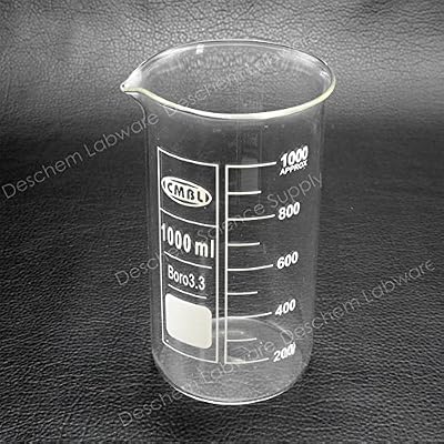 1000mL Glass Beaker,1Litre Tall Form Beakers,Lab Borosilicate 3.3 Glassware