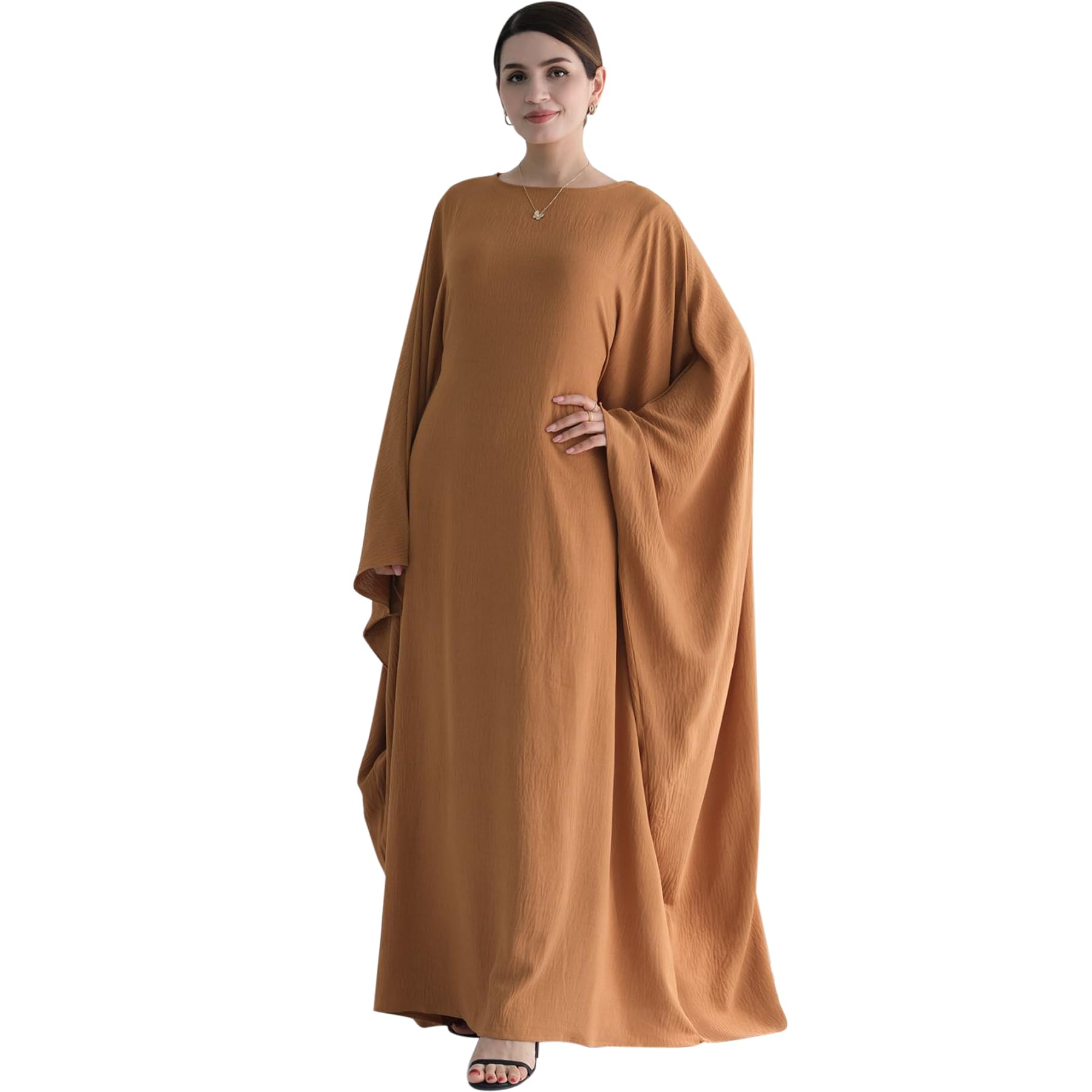 Women Muslim Abaya Dress 1Piece Bat Sleeve Islamic Maxi Robe Fashion Jilbab