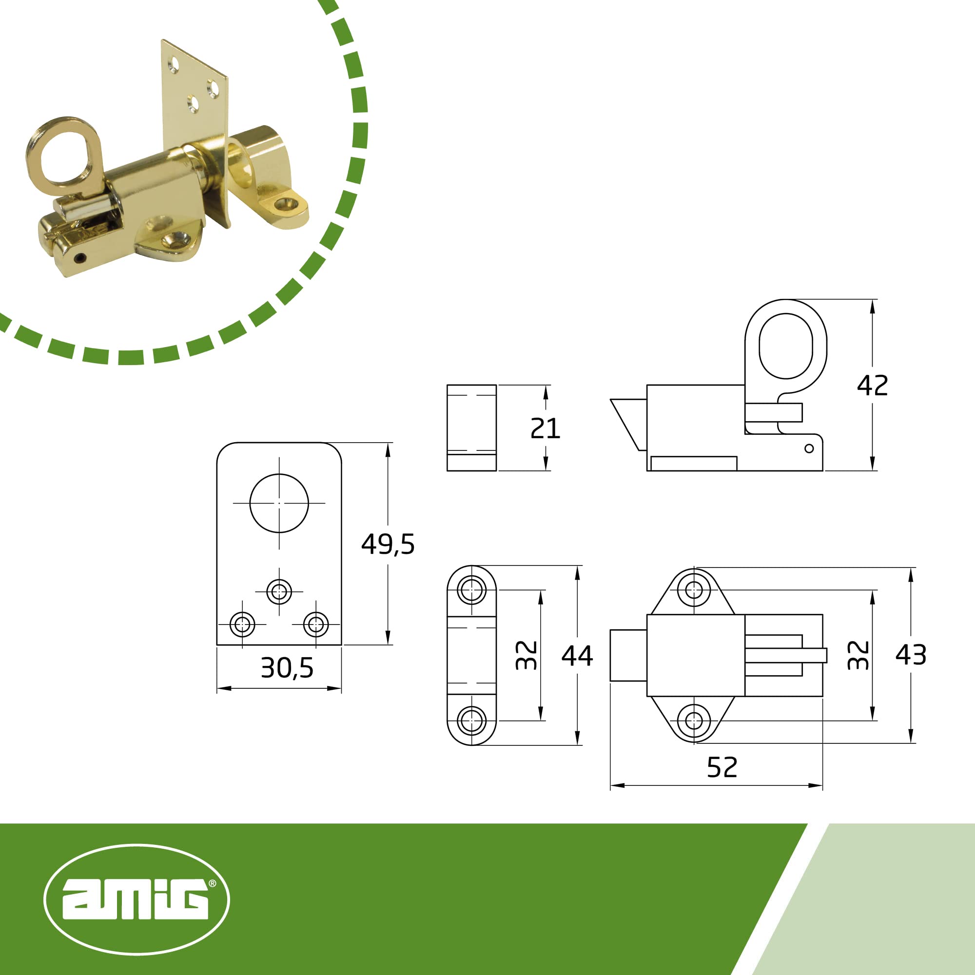 Amig 6100410620 Pin 950 Jack Brass, Multi-Colour, Multicoloured - Image 4