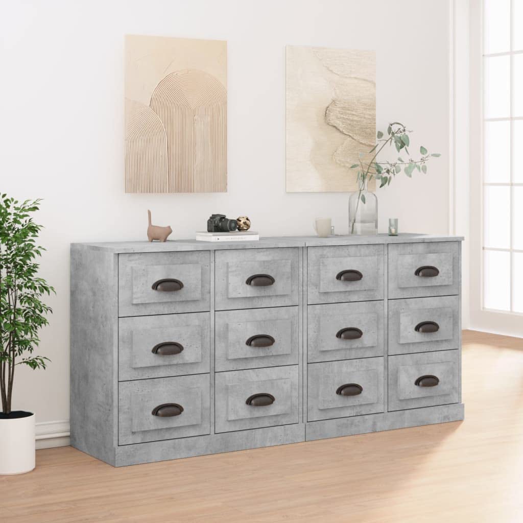 Credenza Grigio Cemento 50x41x93 Cm - Mobile Multifunzione Per Cucina, Corridoio O Ufficio