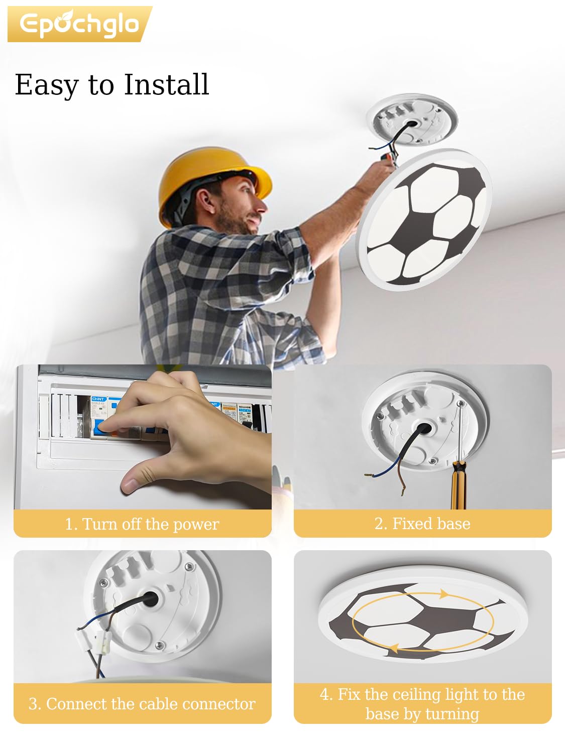 Deckenlampe LED Deckenleuchte Flach 24W 4000K Weiß Fußball 2400LM IP44 Modern Ultra Dünn LED Lampe Decke für Wohnzimmer Schlafzimmer Badezimmer Flur Balkon Mädchen Junge Kinderzimmer, Ø30cm, Rund