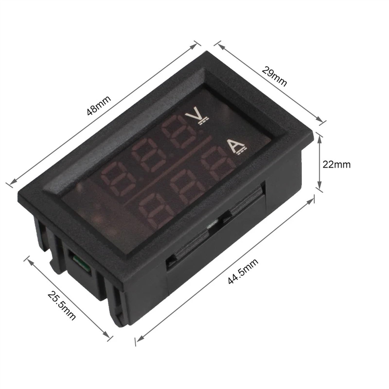 10 Uds voltímetro Digital amperímetro 0,28 "3 bits DC 0-100V/10A Detector de prueba de voltaje de pantalla Dual 5 cables LED Amp medidores de corriente(Red)