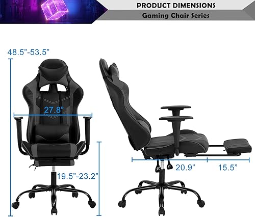 Miniatura 2 de Silla de juegos para adultos con reposapiés, silla de carreras, silla de PC, silla de jugador, silla de juegos de carreras, silla de juegos