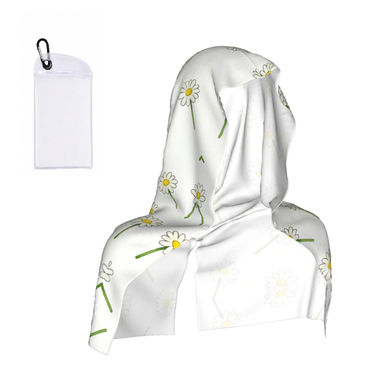 CNTDBU Daisy Seamless Repeat Cooling Towel Hooded-Instant Chill Neck Cover for Sports, UV Cooling Rag for Running Gym