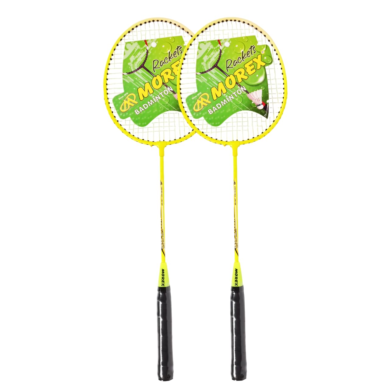 Morex Badminton Racket [ Set of 2 ] for Beginners & Adults | Lightweight Aluminium Iron Shuttle Bat with Full Cover Bag | Ideal for Practice & Matches | Comfortable Grip Handle Racket - (Yellow)-image-49