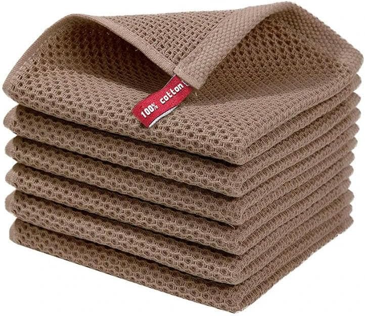 Set di 5 strofinacci da cucina in cotone assorbente, trama a nido d'ape, asciugamani traspiranti