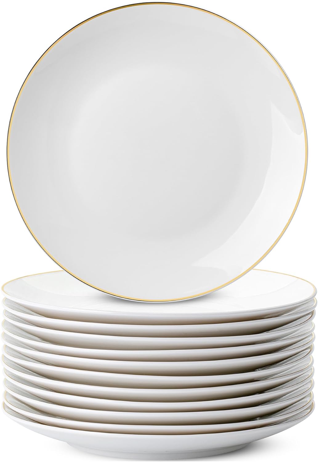 BTaT- White Dessert Plates with Gold Rim, Set of 12, 8", Porcelain, Small Plates for Appetizers, Small Appetizer Plates Ceramic, Dessert Plates Porcelain Dessert Plates Ceramic Dessert Plates
