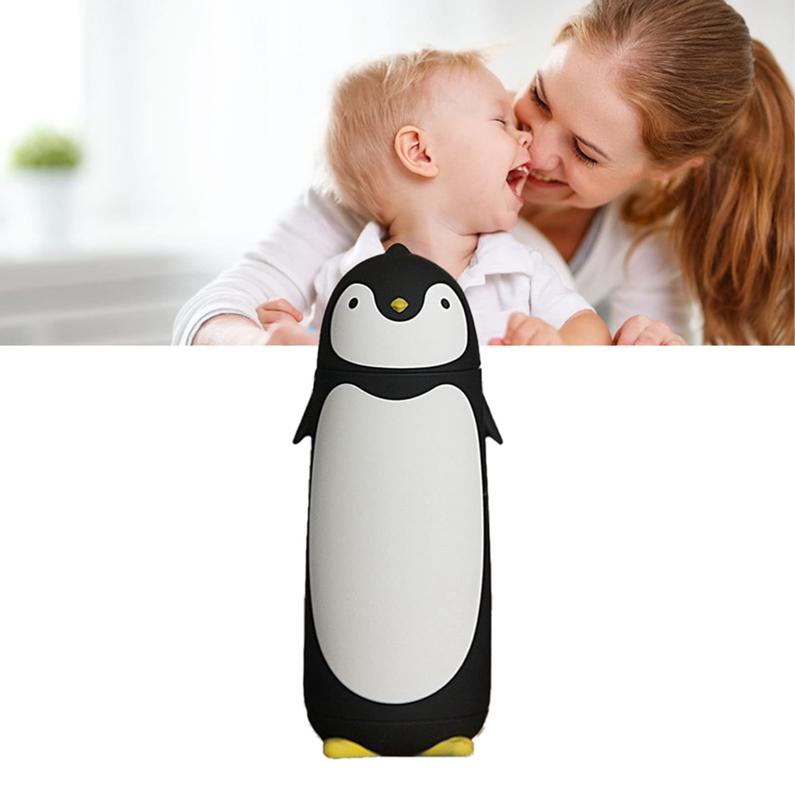 Stainless Steel Penguin Vacuum Insulated Tumblers Travel Mug Tea Water Bottle Coffee Flask for Home Office School (Black) - Image 3
