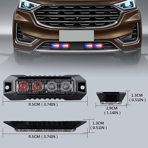 Miniatura 3 de Raryloy 4 luces LED estroboscópicas de montaje en superficie para camiones, vehículos, mini parrilla, luz intermitente, cabeza de emergencia,
