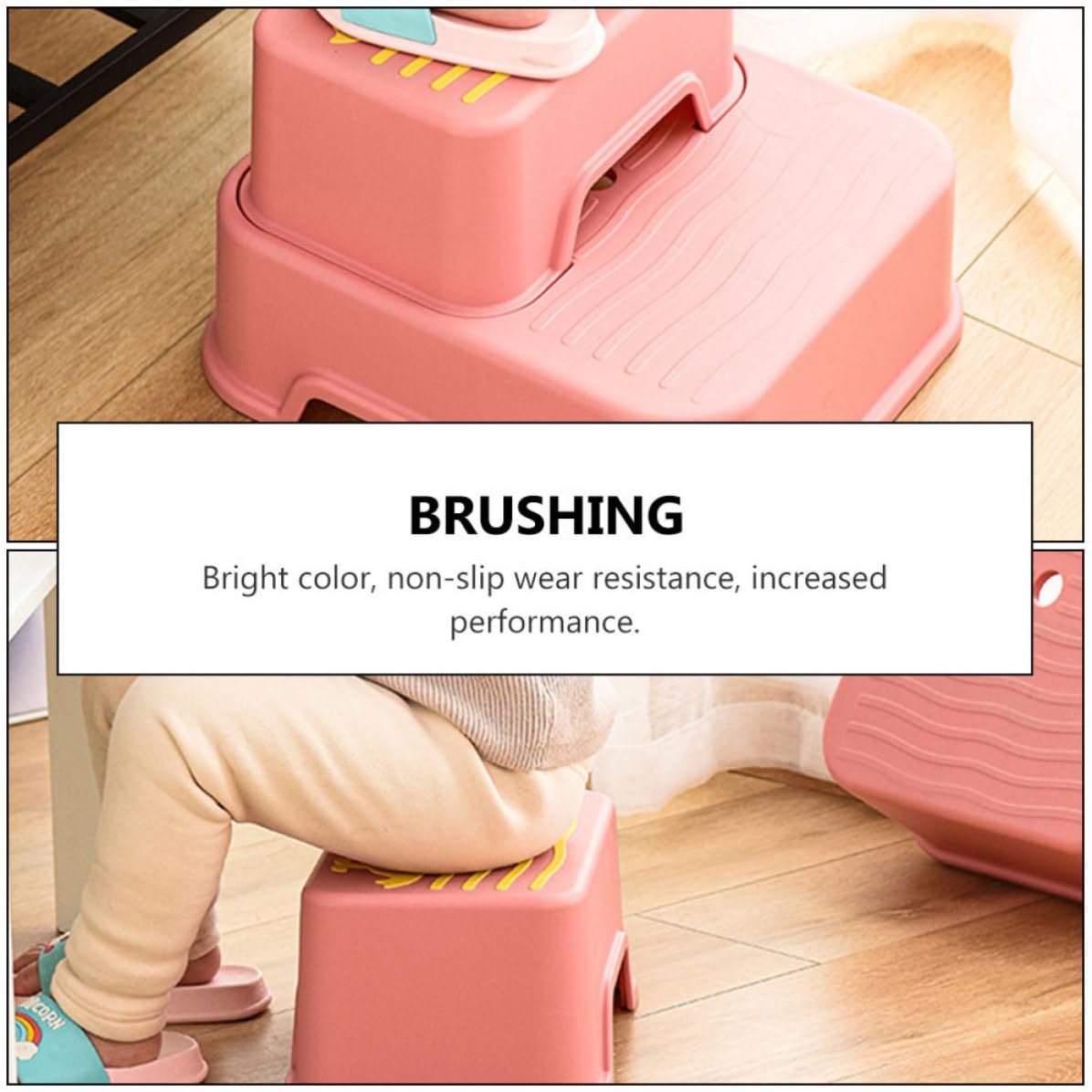 Totority Reposapiés para Baño Taburete Infantil Desmontable Rosa PP TPE Antideslizante Resistente al Desgaste para Pequeños, Baño y Cocina