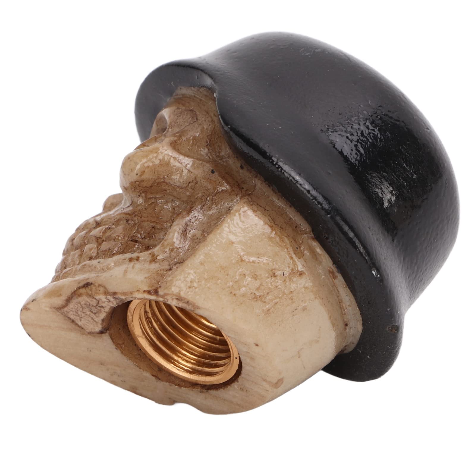Cocoarm 4 Piezas de Tapones de Válvula de Neumático de ABS y Cobre, Tapones para Vástago de Válvula con Diseño de Calavera con Casco, con Anillo de Goma para Sellado de Aire y Bloqueo de (Black)
