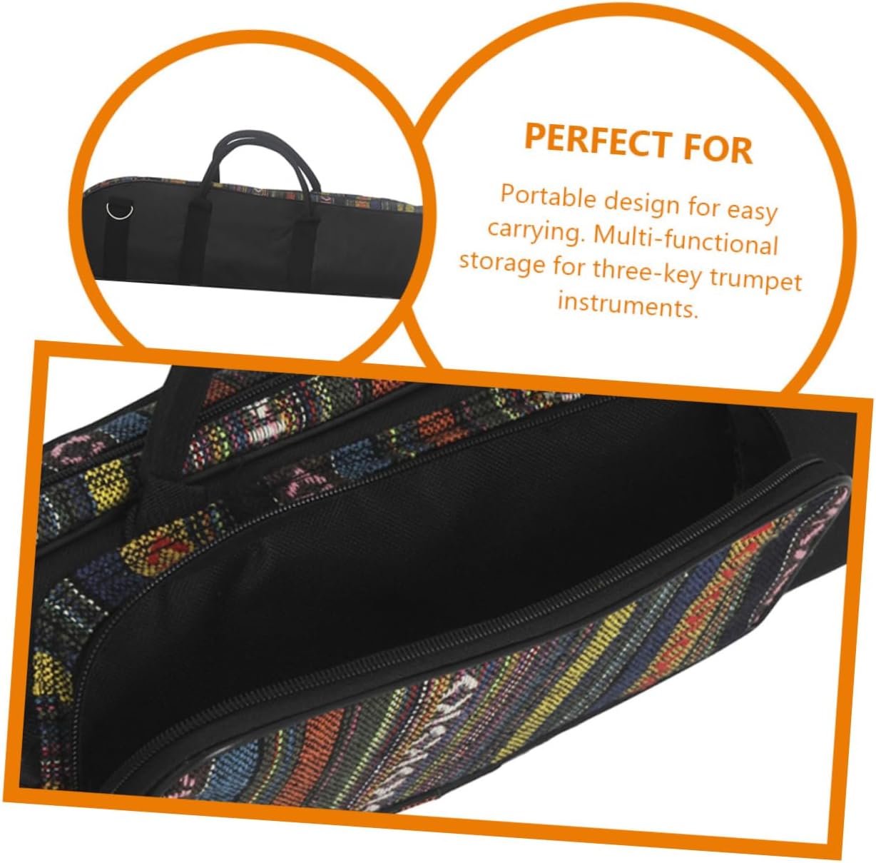 BESTonZON Trumpet Carry Bag Padded Ethnic Style Portable Case for Musicians The Go Multi-functional Storage for Accessories