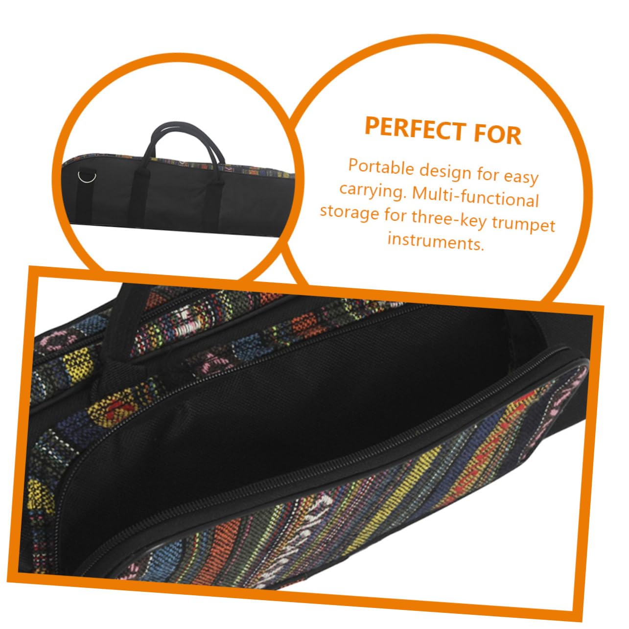 Mikinona Custodia per Tromba Oxford Design Portatile e Scomparto Laterale, Borsa Multifunzionale Elegante in Stile Etnico per Trasporto Strumenti Musicali