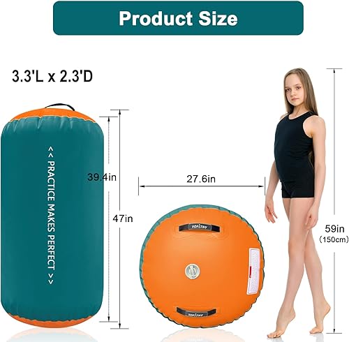 Miniatura 68 de VOFiTNY Gimnasia Equipo de Tumbling Air Barrel Inflable Octágono Vaso Roller Back Bend Trainer Chearleeding Mat Sin Bomba Menta nopump