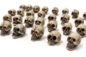 BinaryABC Mini Skull Figurine - 20PCS Talking Skull Head Halloween Table Decor