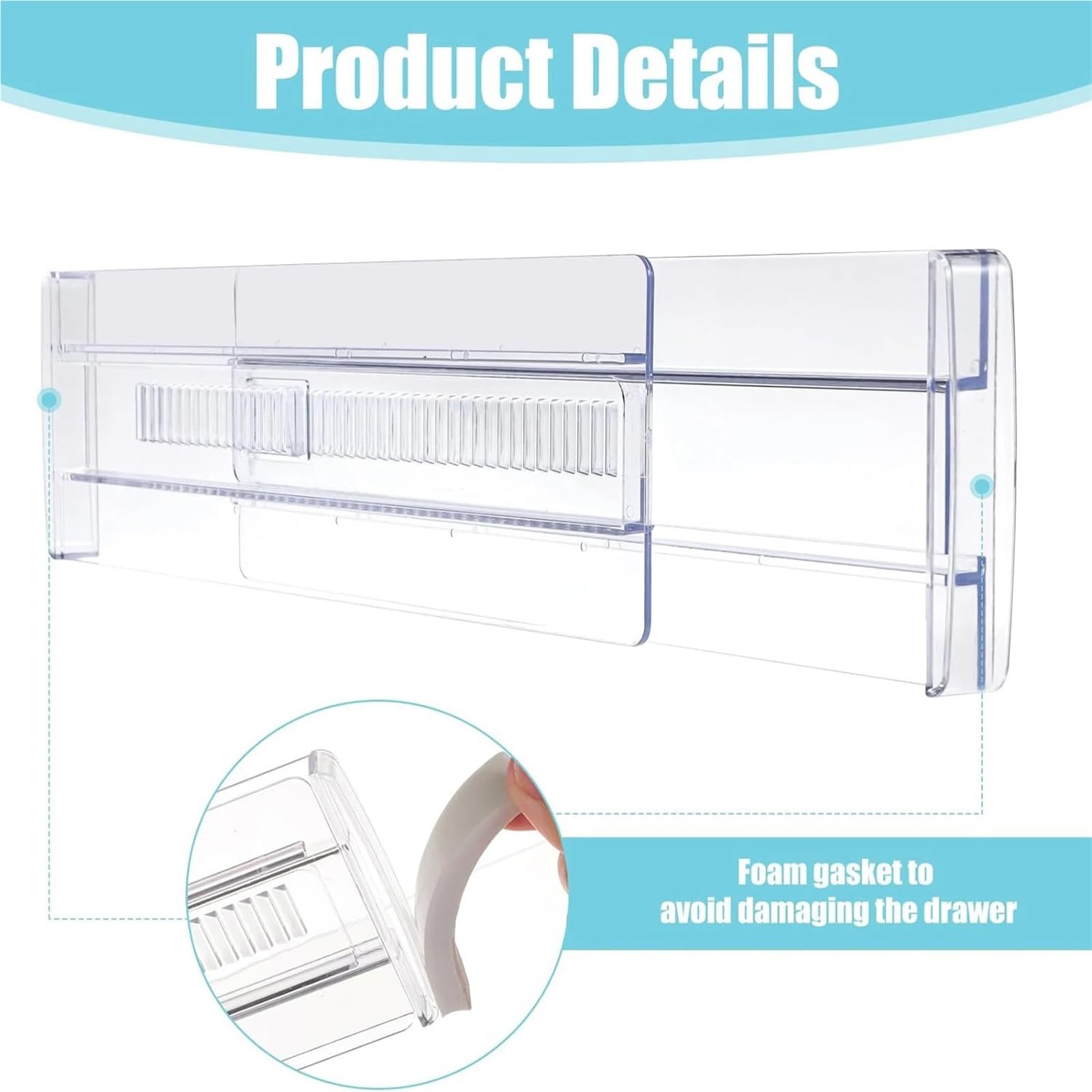 Schubladentrenner 4er-Pack Schubladenteiler, verstellbare Organizer, transparente, erweiterbare Kommode for Kleidung, Küchenutensilien