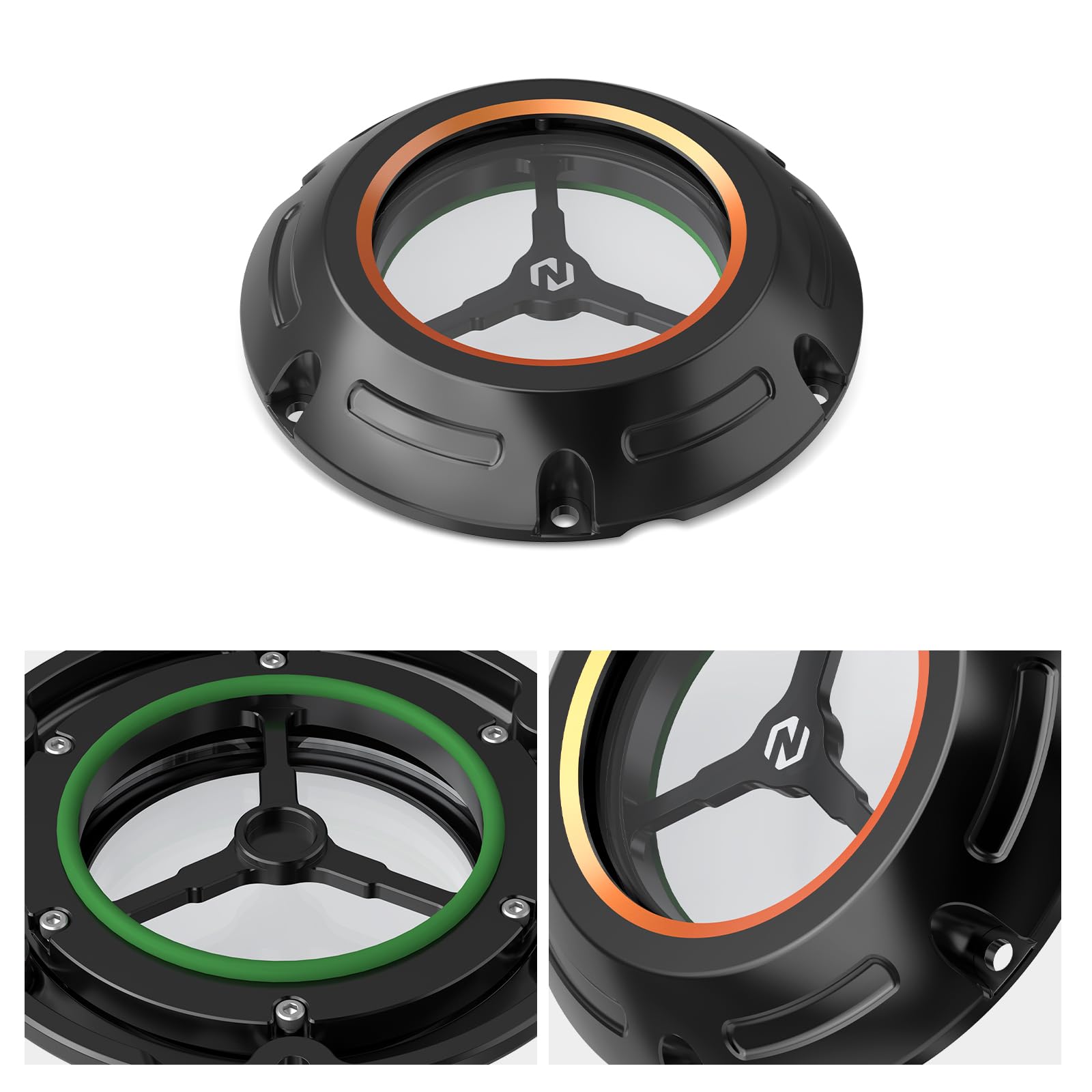 NICECNC Couvercle d'embrayage Transparent Derby Compatible avec Harley Sportster 883 Custom XL883C 2004-2009, Iron 883 XL883N 2009-2022. Remplacement de 34992-04 Voir compatibilité, Orange