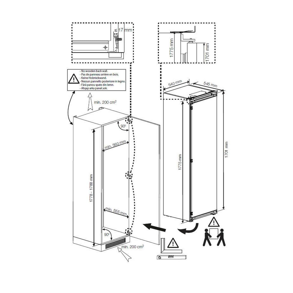Congélateur armoire intégrable BEKO BFNA247E40SN - 220L - Blanc