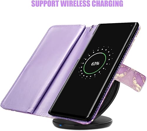 Miniatura 7 de Fingic Funda para Samsung S10e, Galaxy S10e, funda tipo cartera con diseño de mármol dorado, 9 tarjetero, piel sintética, desmontable, correa de