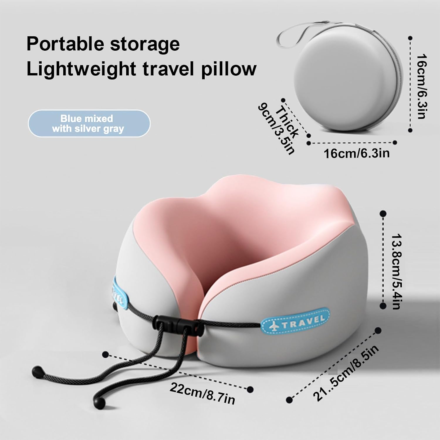 Pink Memory Foam Travel Neck Pillow - Ergonomic Support for Airplanes, Long Flights & Car Rides | Premium Comfort with Washable Cover & Portable Storage Box